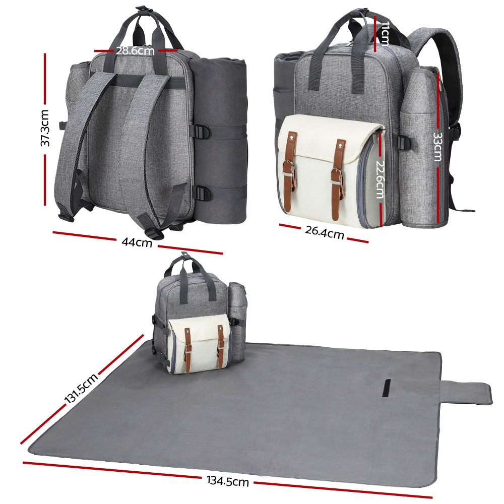Picnic Bag 4 Person Alfresco Grey & White - Image 2