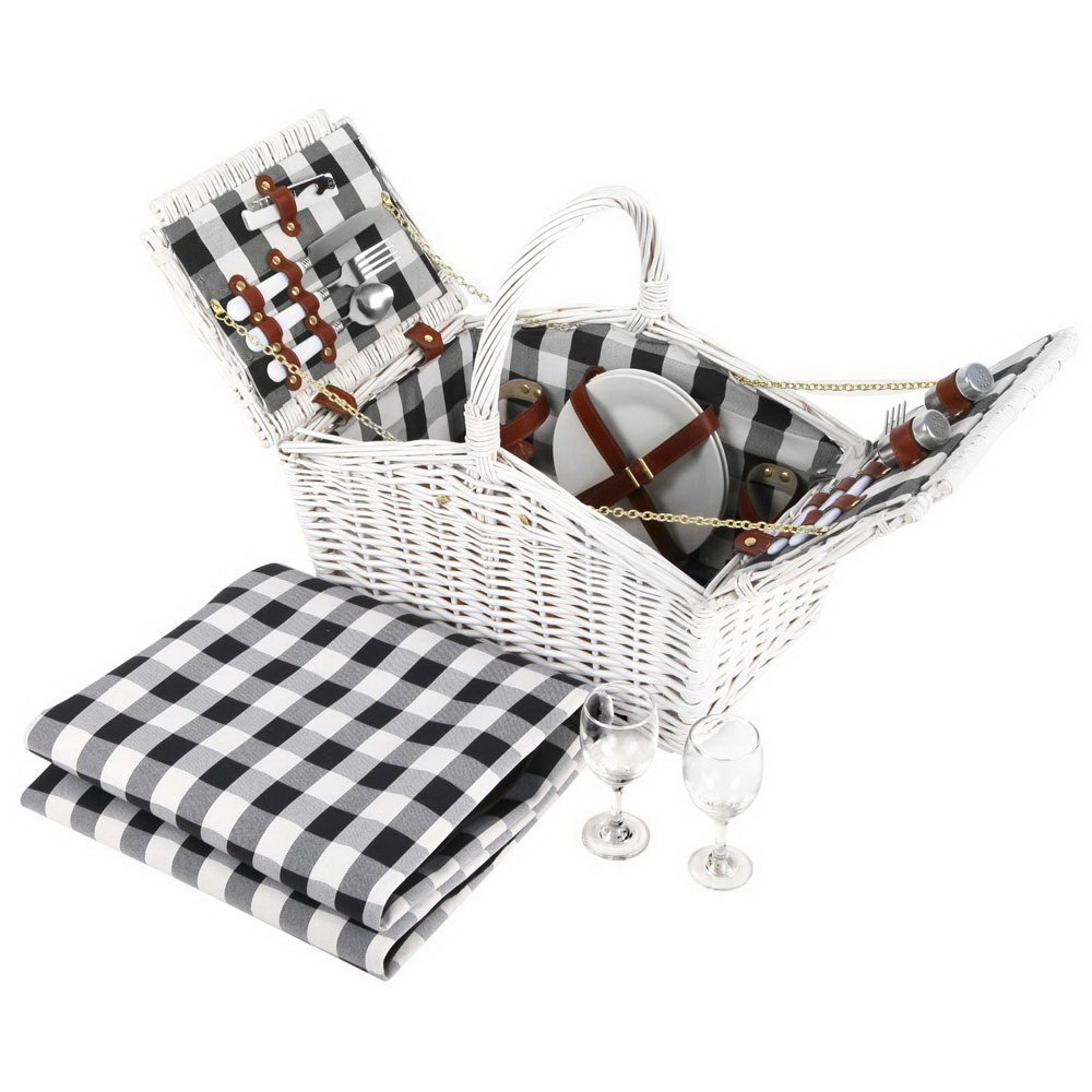 Picnic Basket 2 Person Wicker With Blanket