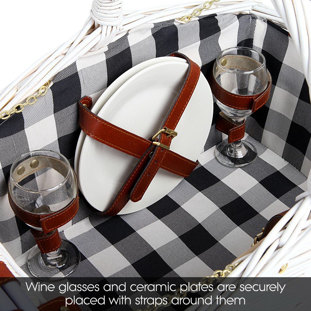 Picnic Basket 2 Person Wicker With Blanket - Image 3