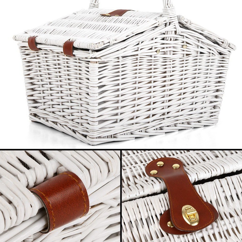 Picnic Basket 2 Person Wicker With Blanket - Image 5