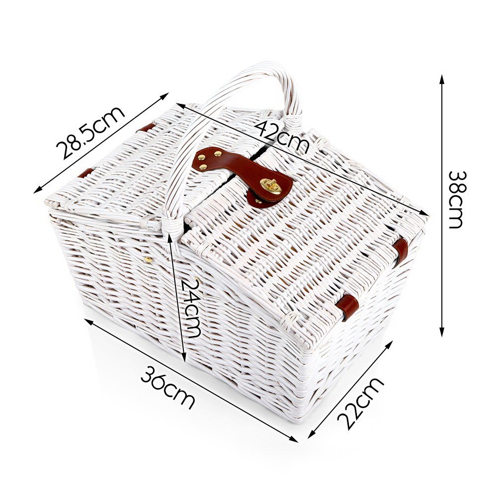 Picnic Basket 2 Person Wicker With Blanket - Image 8