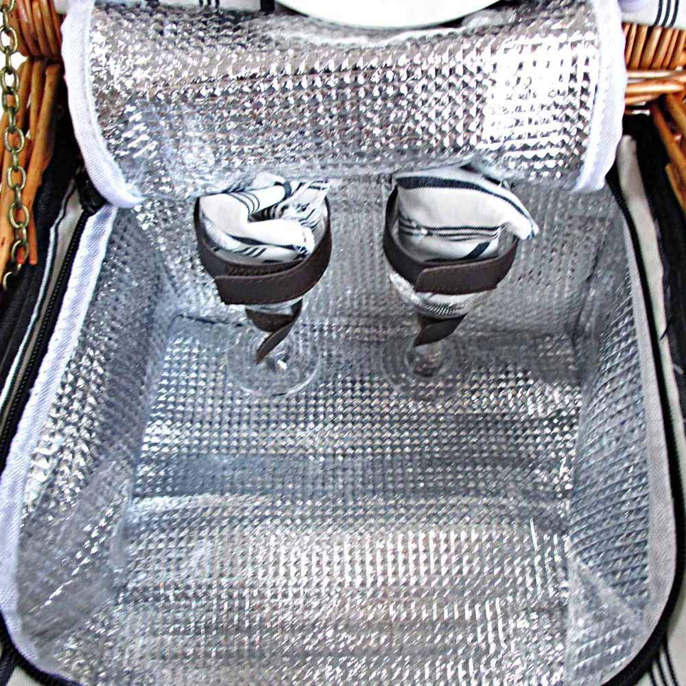 Picnic Basket 2 Person Wicker With Cooler Bag & Blanket - Image 7