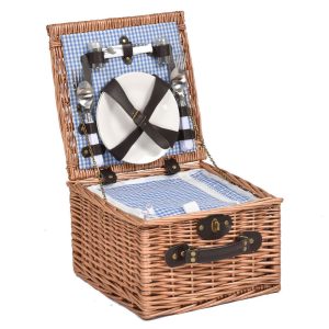 Picnic Basket 2 Person Wicker With Cooler Bag & Blanket Style 2