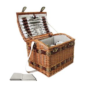 Picnic Basket 4 Person Wicker Deluxe With Blanket Style 2