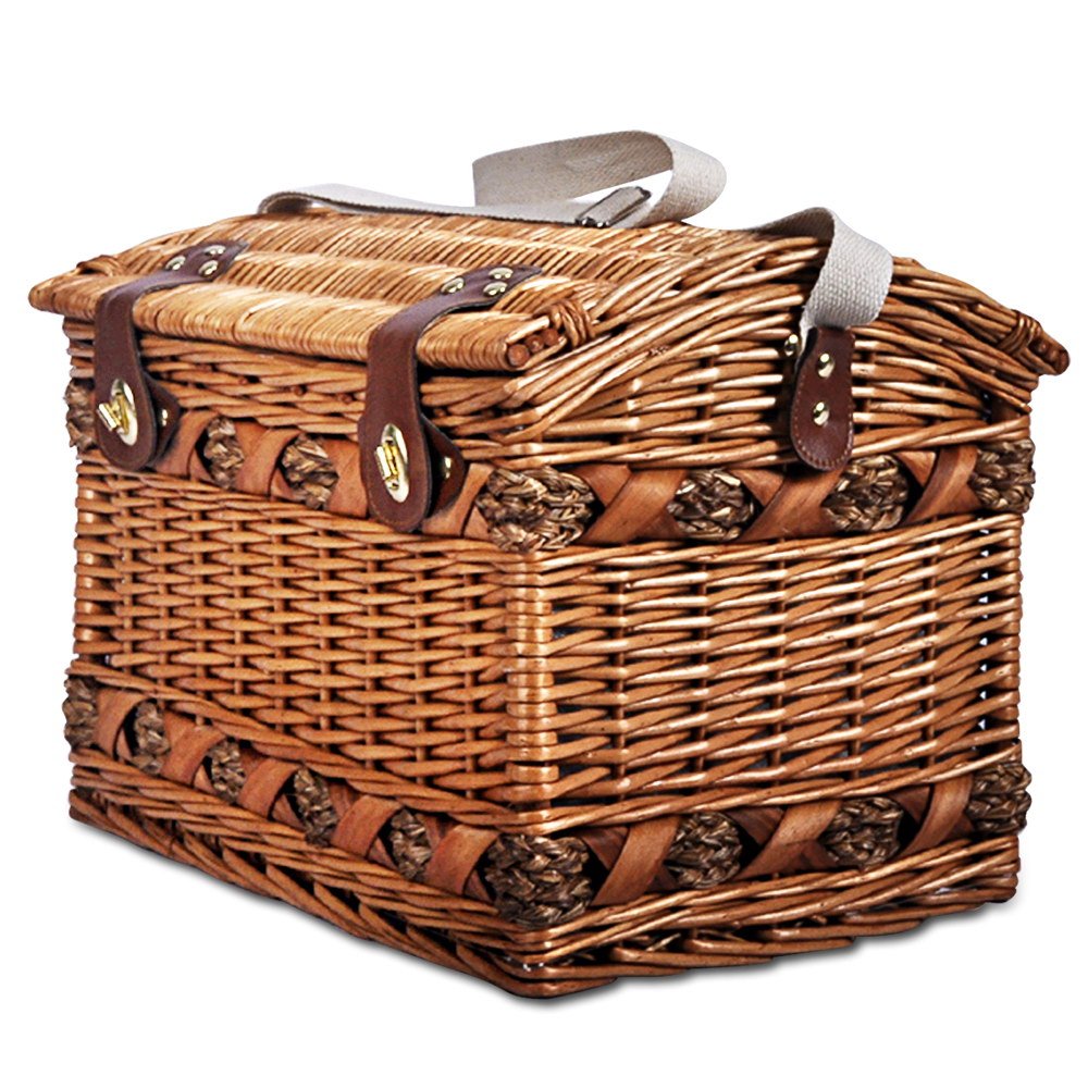 Picnic Basket 4 Person Wicker Deluxe With Blanket Style 2 - Image 3