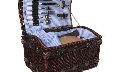 Picnic Basket 2 Person Wicker With Blanket Style 2