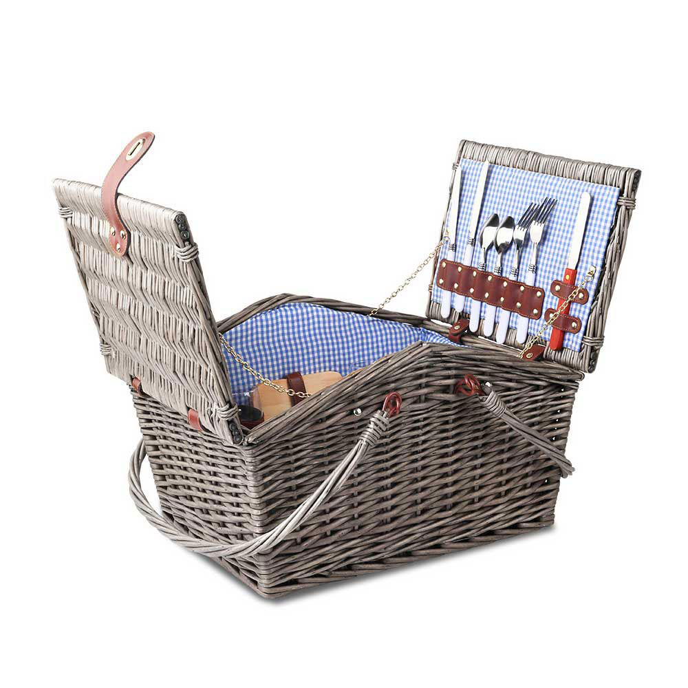 Picnic Basket 4 Person Wicker With Blanket Style 4 - Image 2