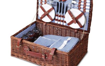 Picnic Basket 4 Person Wicker With Cooler Bag & Blanket Style 2