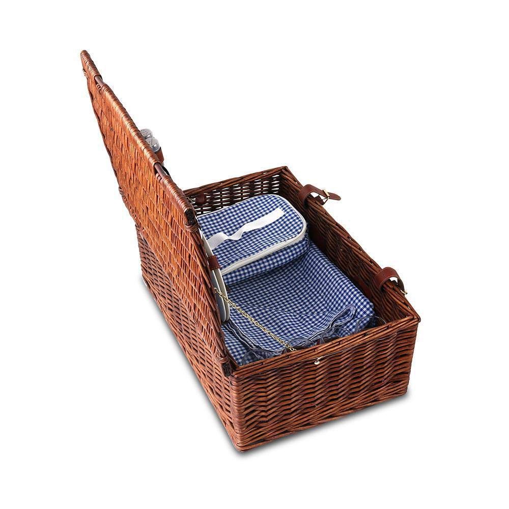 Picnic Basket 4 Person Wicker With Cooler Bag & Blanket Style 2 - Image 5