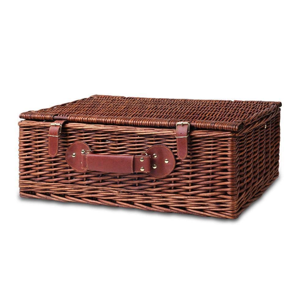Picnic Basket 4 Person Wicker With Cooler Bag & Blanket Style 2 - Image 6