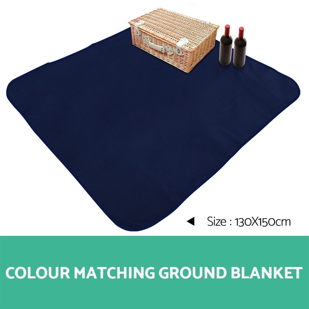 Picnic Basket 4 Person Wicker With Cooler Bag & Blanket - Image 7