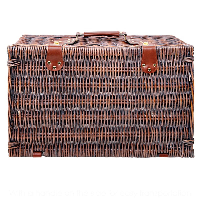 Picnic Basket 4 Person Wicker With Cooler Bag & Blanket Style 3 - Image 5