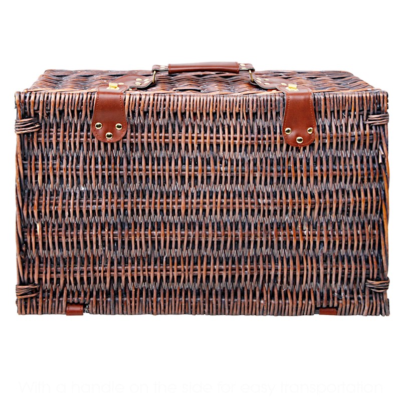 Picnic Basket 4 Person Wicker With Cooler Bag & Blanket Style 3 - Image 7