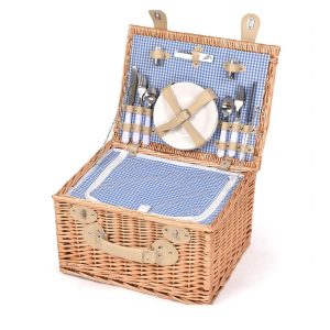 Picnic Basket 4 Person Wicker With Cooler Bag & Blanket Style 4