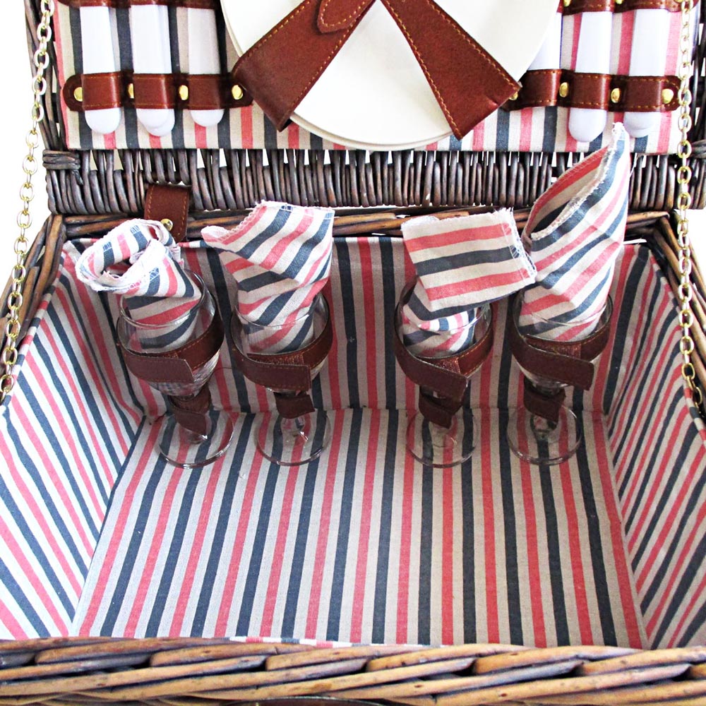 Picnic Basket 4 Person Wicker With Blanket - Image 7