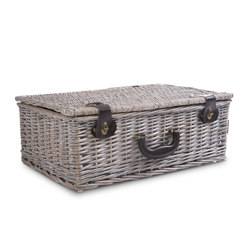 Picnic Basket 6 Person Wicker With Cooler Bag & Blanket - Image 5