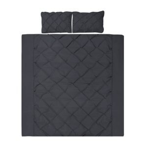 Quilt Cover Set 800TC Diamond Pintuck Black
