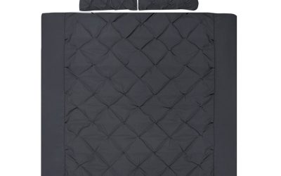 Quilt Cover Set 800TC Diamond Pintuck Black