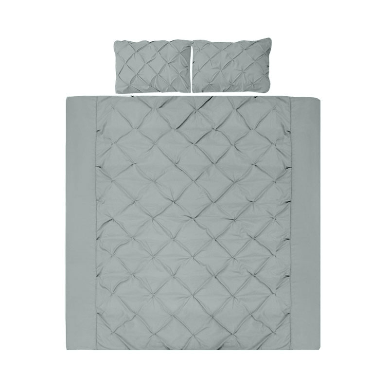 Quilt Cover Set 800TC Diamond Pintuck Grey