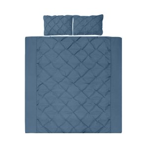 Quilt Cover Set 800TC Diamond Pintuck Ocean Blue