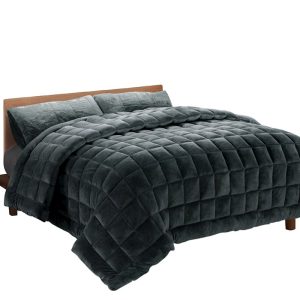 Quilt Faux Mink 500gsm Charcoal