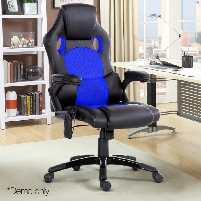 Racer Massage & Heating Office Chair Blue - Image 6