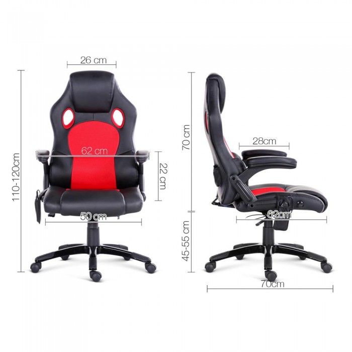 Racer Massage & Heating Office Chair Red - Image 2