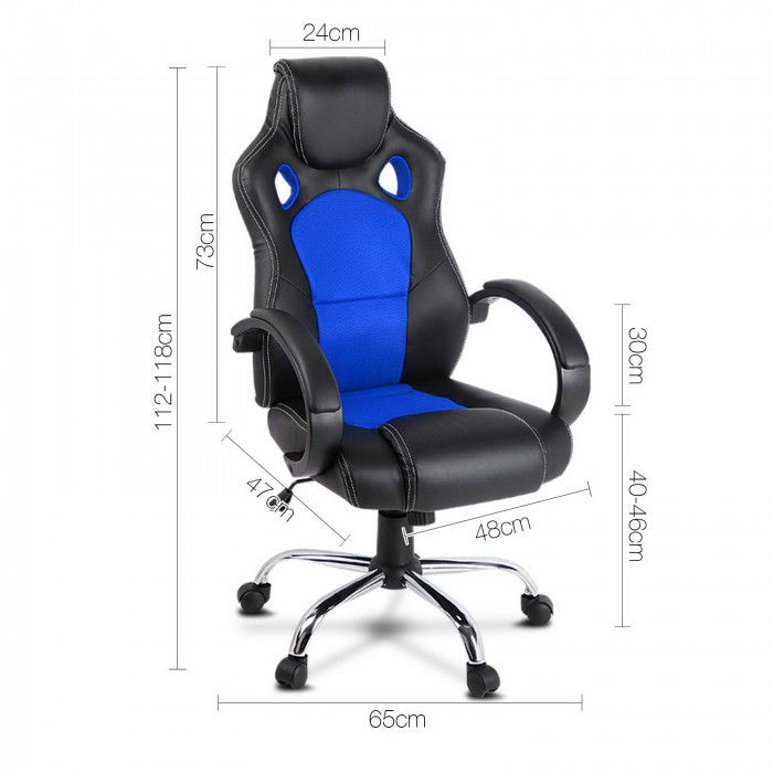 Racer Office Chair Black & Blue - Image 2