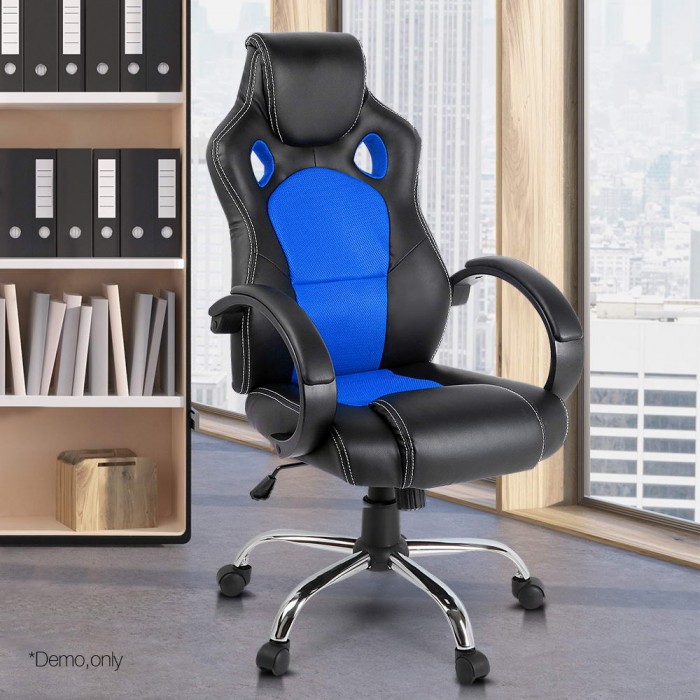 Racer Office Chair Black & Blue - Image 6