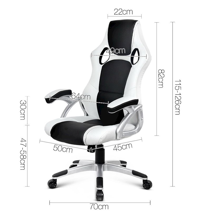Racer Office Chair White & Black - Image 2