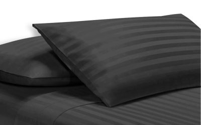 Sheet Set Luxury 1000TC Microfibre Cotton Satin Black