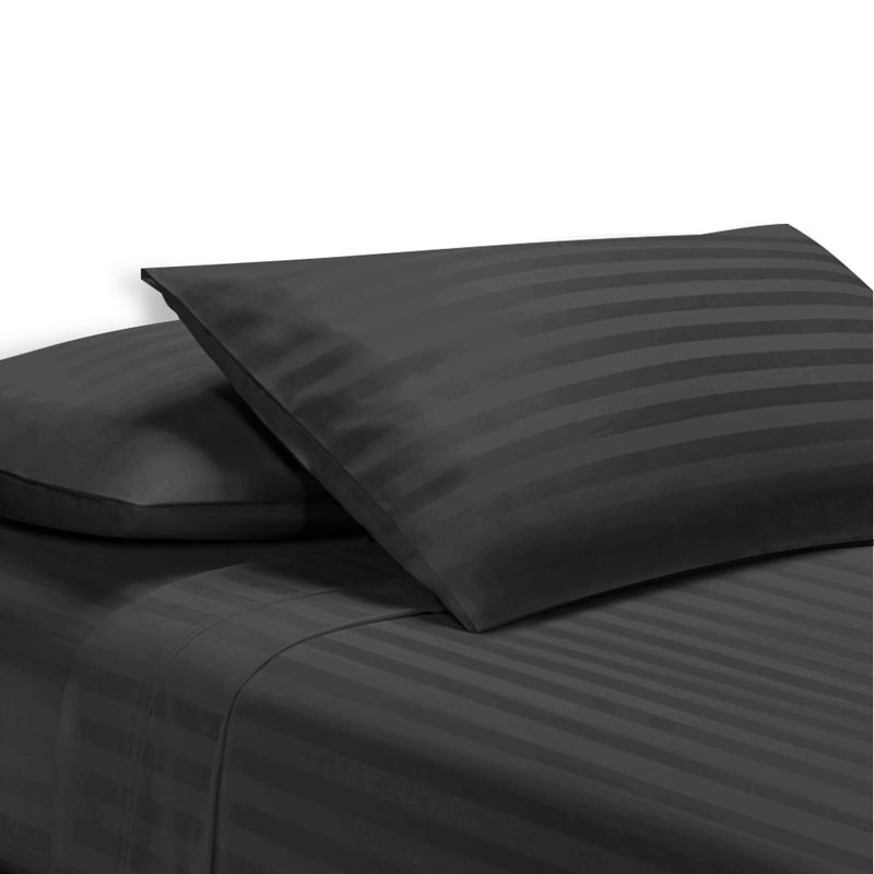 Sheet Set Luxury 1000TC Microfibre Cotton Satin Black