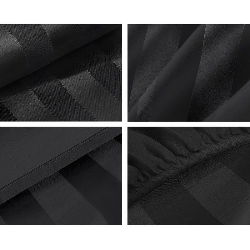 Sheet Set Luxury 1000TC Microfibre Cotton Satin Black - Image 2
