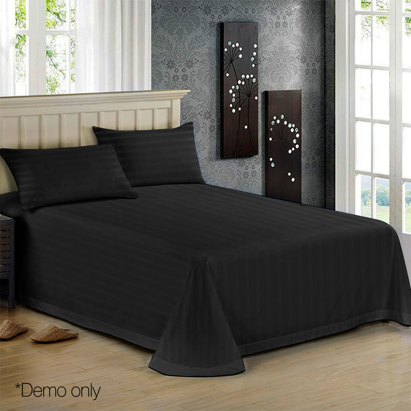 Sheet Set Luxury 1000TC Microfibre Cotton Satin Black - Image 3