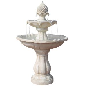 Solar Fountain 3 Tier Beige Classic Birdbath