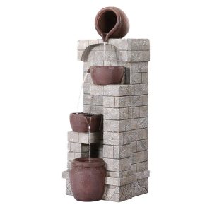 Solar Fountain 4 Tier Brown