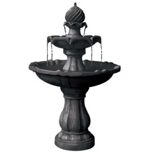 Solar Fountain 3 Tier Black Classic Birdbath