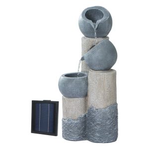 Solar Fountain LED 3 Tier Grey