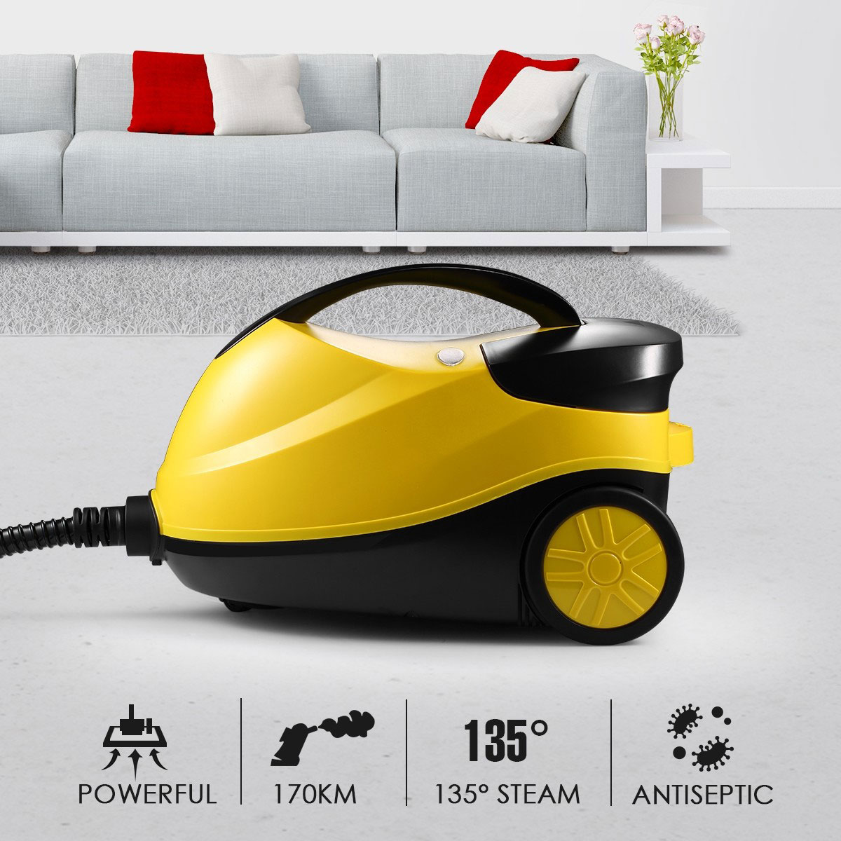 Steam Cleaner 2000w 1.5L 13 in 1 Yellow - Image 5