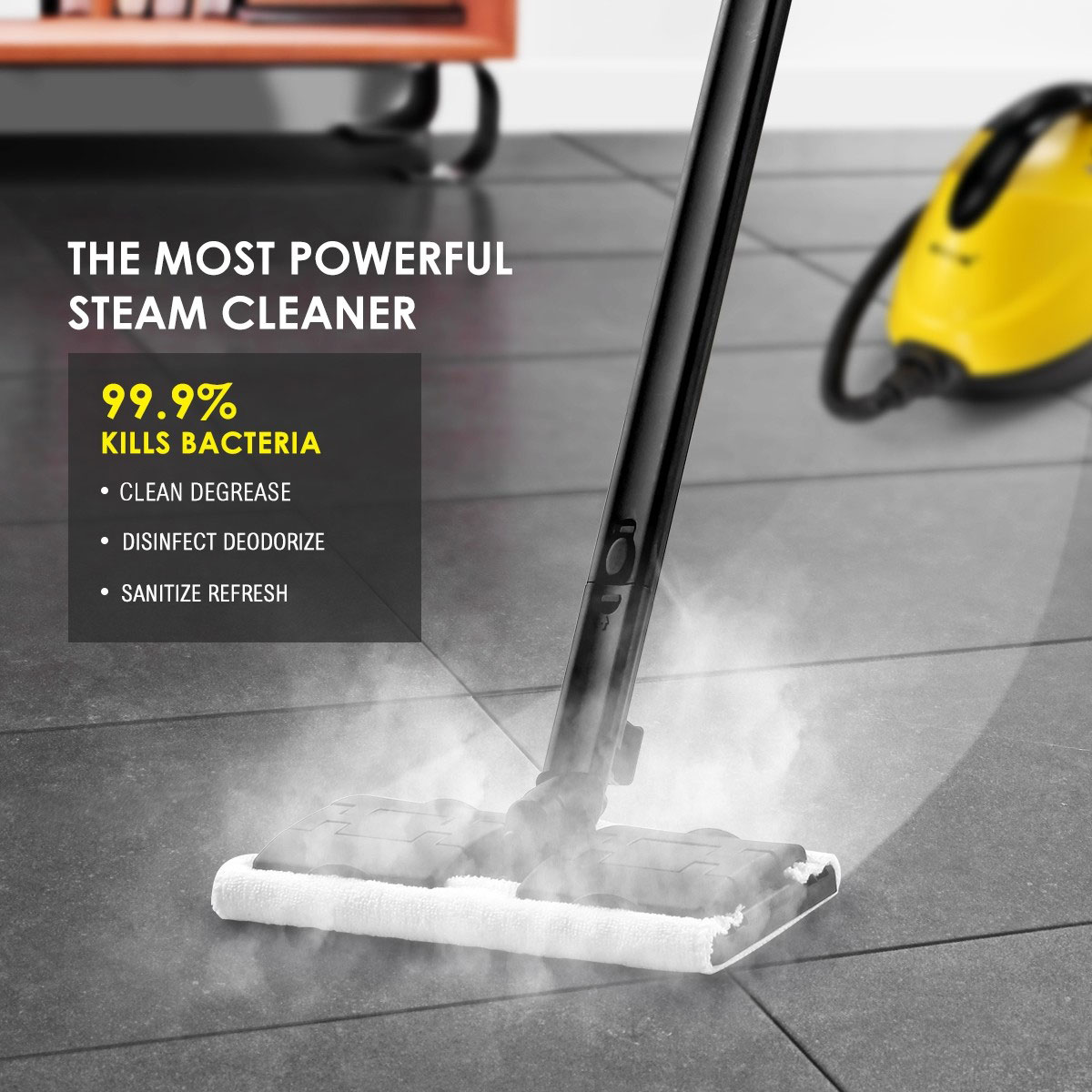 Steam Cleaner 2000w 1.5L 13 in 1 Yellow - Image 6