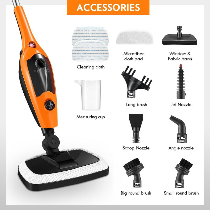 Steam Mop 1050w 400ml 14 in 1 Orange - Image 3