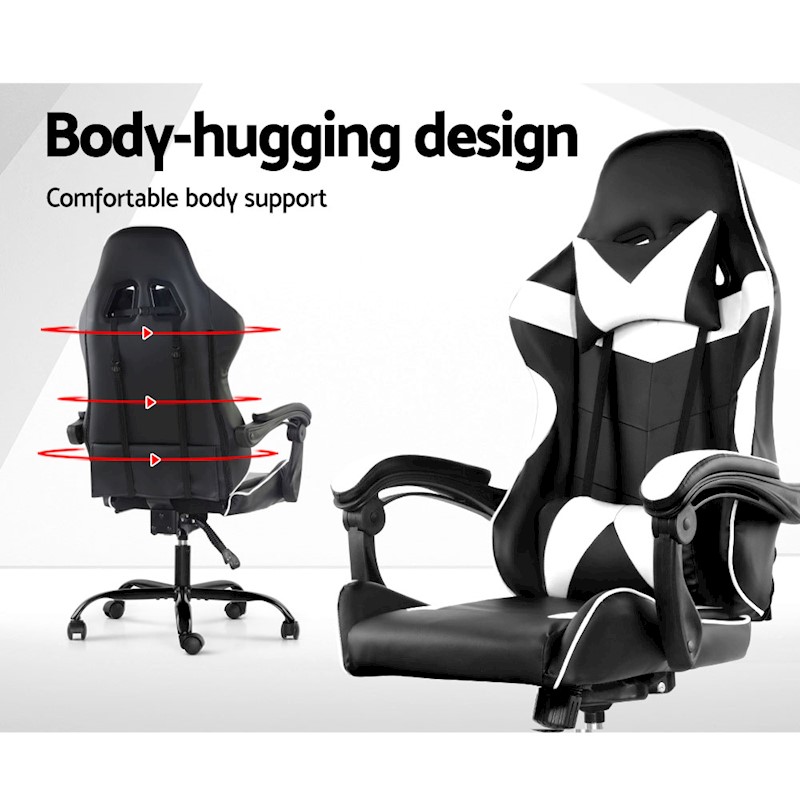 Ultimate Comfort Gaming Chair Black & White - Image 3