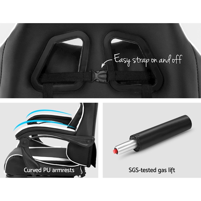 Ultimate Comfort Gaming Chair Black & White - Image 6
