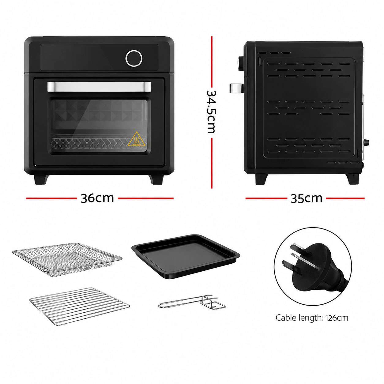 20L Air Fryer Oven 1400W Black - Image 2