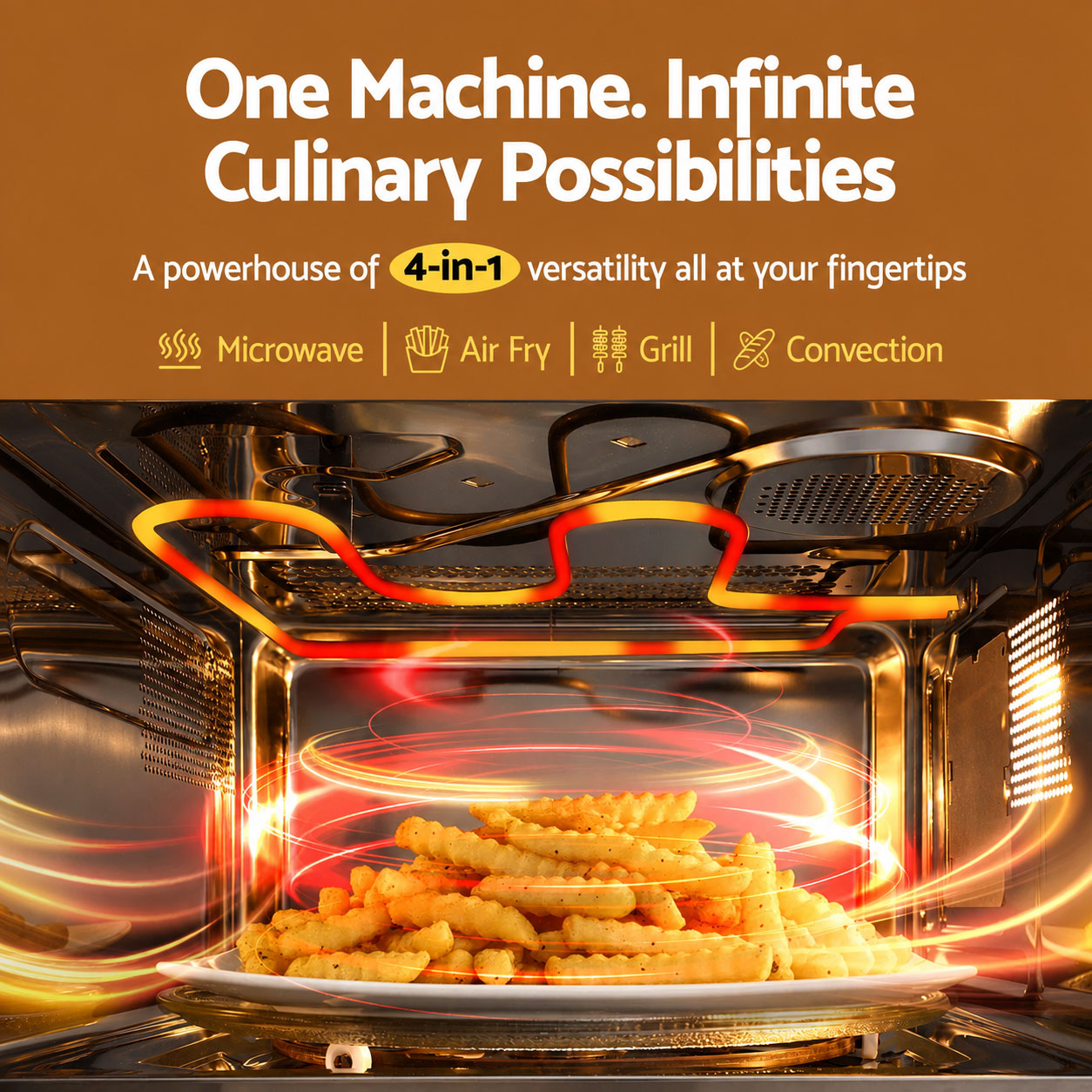 30L Air Fryer Oven 2200W Microwave Silver - Image 4