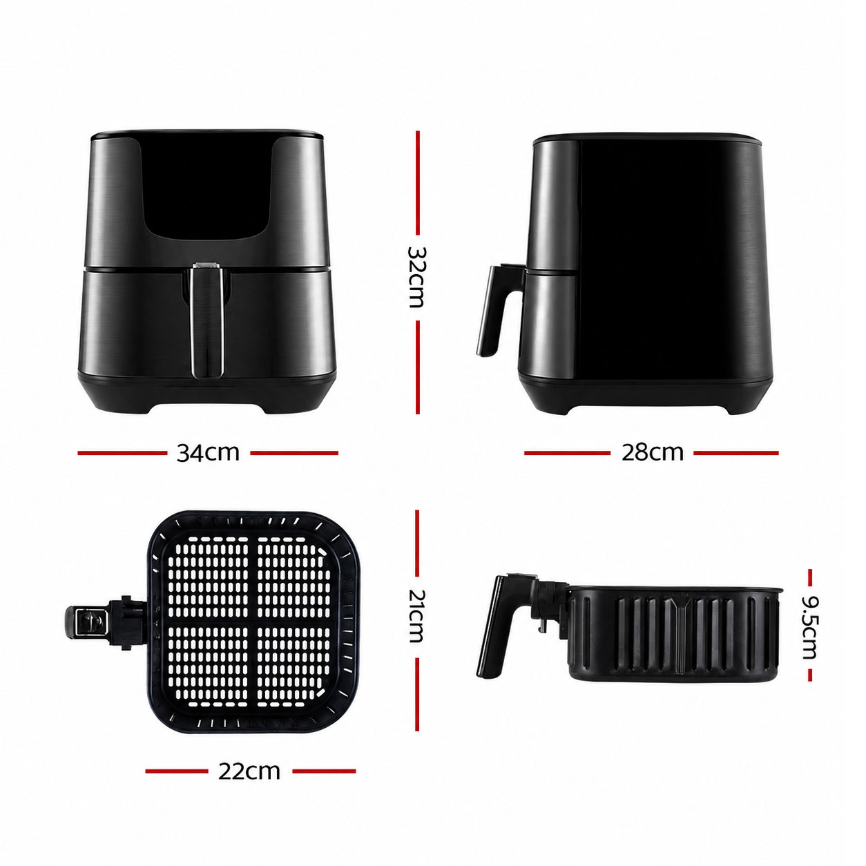 7L Air Fryer 1700W Black - Image 2