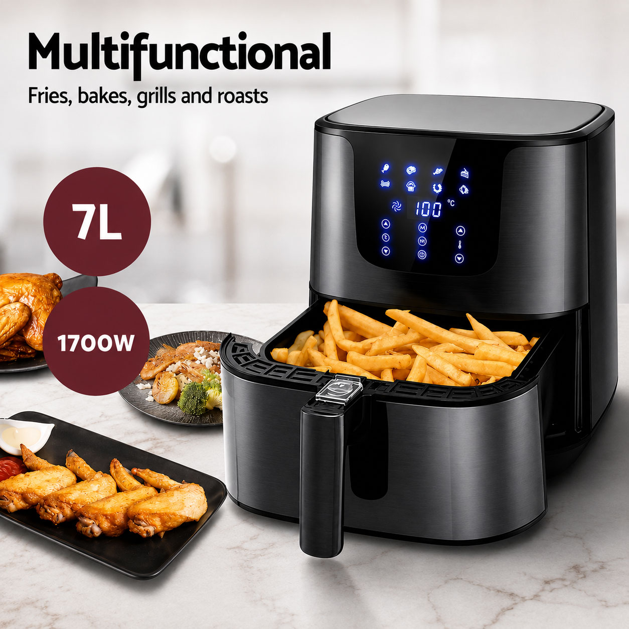 7L Air Fryer 1700W Black - Image 5