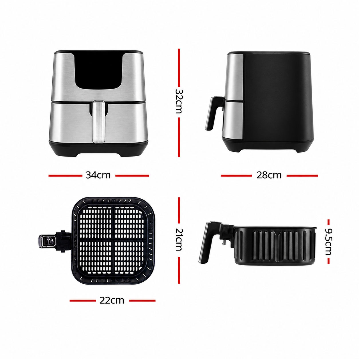7L Air Fryer 1700W Silver - Image 2