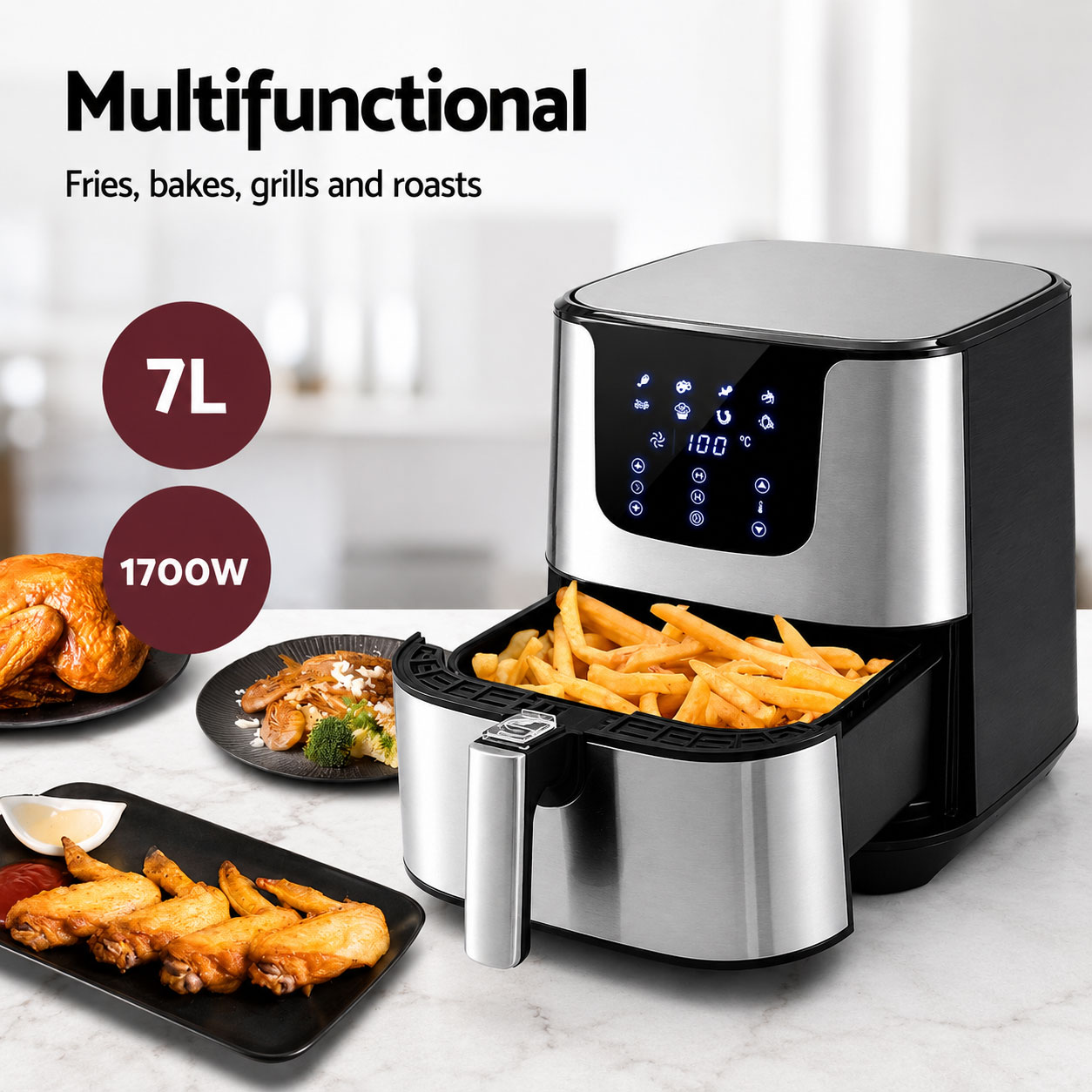 7L Air Fryer 1700W Silver - Image 5
