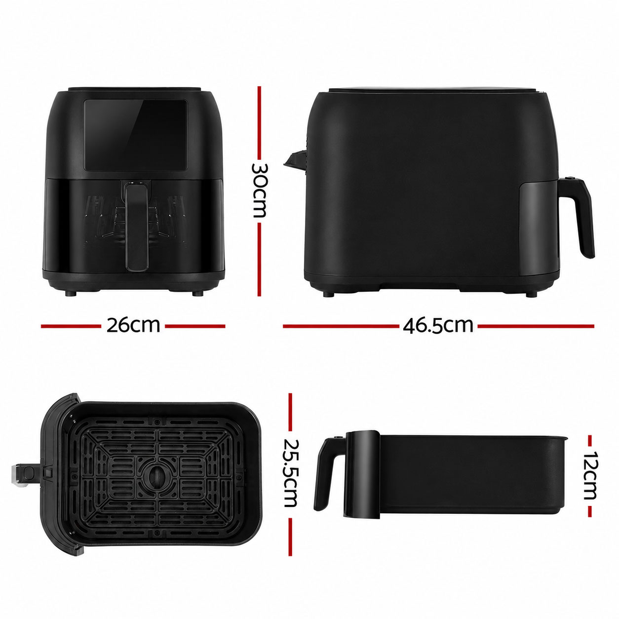 8L Air Fryer 1700W Black - Image 2